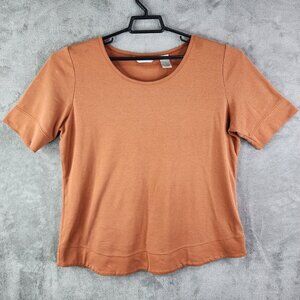 Women’s Draper’s & Damon’s Orange Shirt Top Short Sleeve Round Neck Size XL